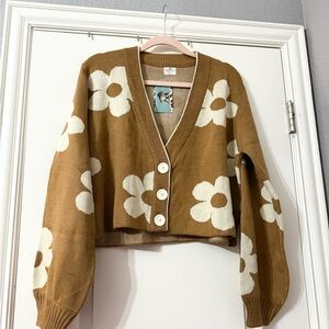 Simply Southern Tan Floral Cardigan